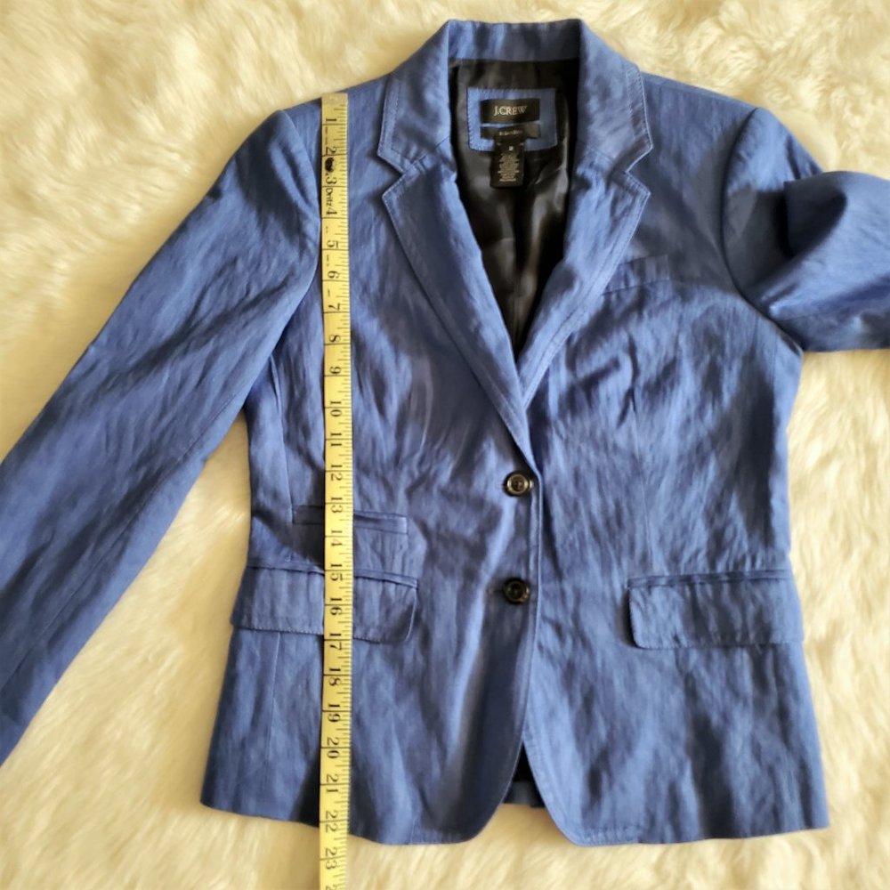 J. Crew Blue Herringbone Schoolboy Blazer Size 2 - Picture 14 of 16